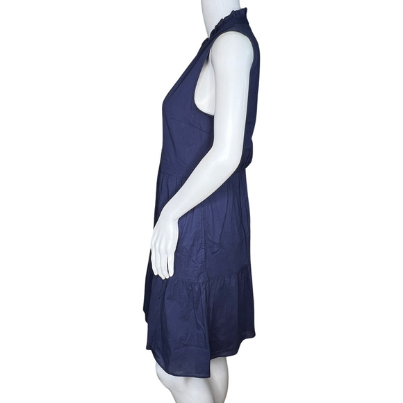 Ellsworth‎ + Ivey Dress Women Small Navy Blue Ruffle Neutral Boho Peasant Preppy - Picture 3 of 8